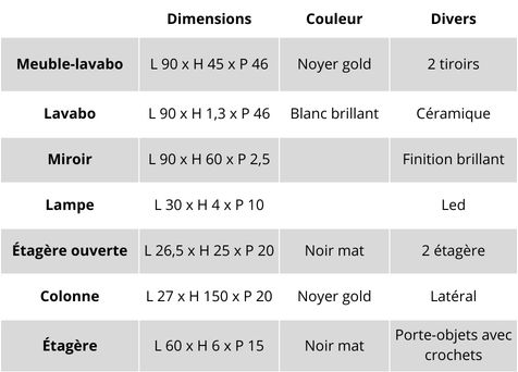 Caractéristiques du meuble de salle de bains suspendu Easy Cannettato 03